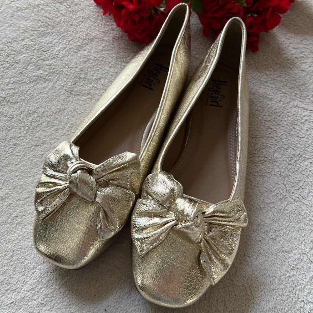 HeyGirl by Corkys Gold Metallic Sugar Rush Ballet Flats Size 8